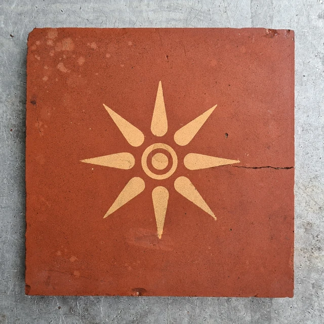Antique Victorian Maw & Co 6” x 6” Red Encaustic Floor Tile Reclaimed 2