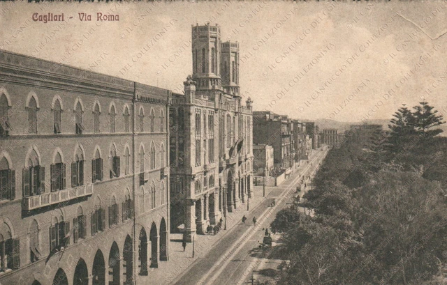 1930 CAGLIARI Via Roma Cartolina animata