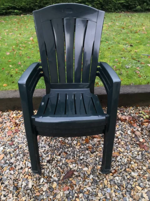 JARDIN PLASTIC STACKABLE Stacking Garden Chairs x 4 Navy Blue