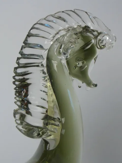 Murano Italy Glass Horse Hand Blown Clear Smokey Green Tagged 10.5inch/25cm High 2