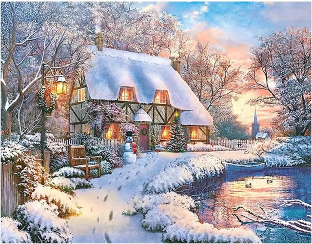 SHEGZHUC Diamond Painting Winterlandschaft 50x40cm Diamond Painting Schneemann