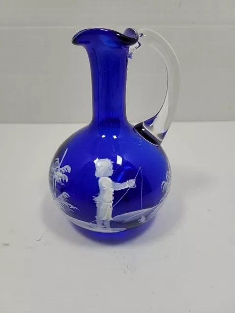 Mary Gregory Glass Cruet Cobalt Blue