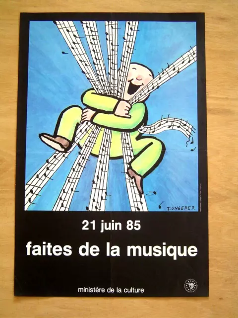 AFFICHE ancienne : FETE DE LA MUSIQUE 1985 / TOMI UNGERER