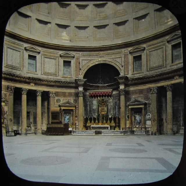Glas Magic Latern Rutsche ROM NR. 26 DAS PANTHEON INNENRAUM C1890 VIKTORIANISCHES FOTO