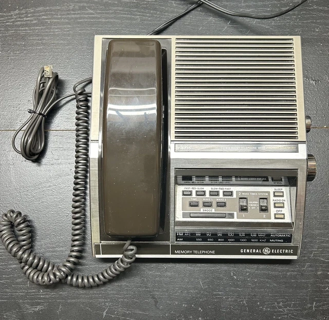 VTG GE GENERAL Electric FM/AM Alarm Clock Radio Telephone Combo VINTAGE ...
