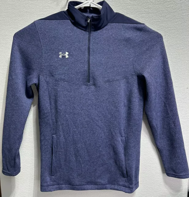 Under Armour Men’s Long Sleeve Quarter Zip Loose Fit Pocketed Size Small Blue