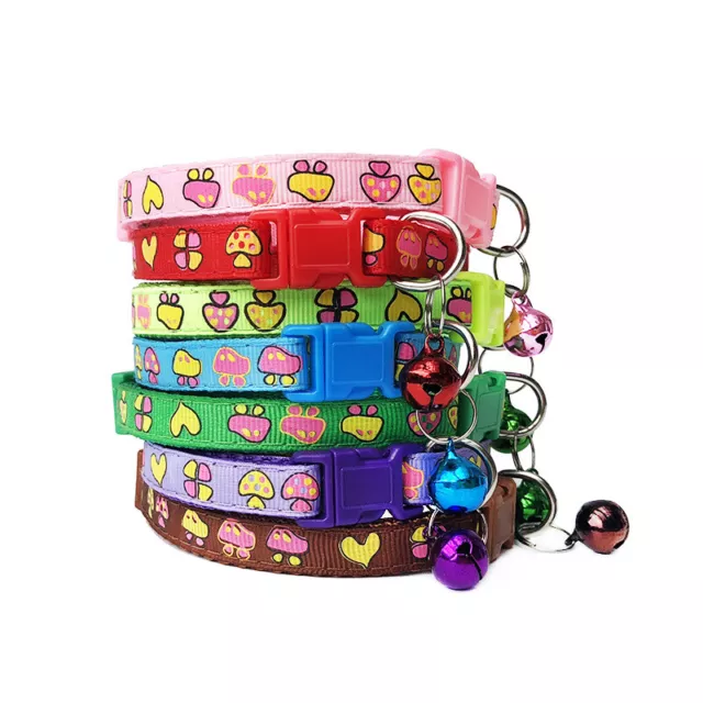 Cute Quick Release Nylon Cat Dog Collars With Bell Safety For Small Kitten Puppy