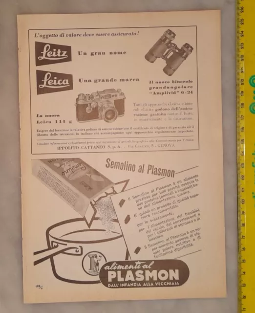 Pubblicità advertising  PLASMON  (anni Cinquanta)