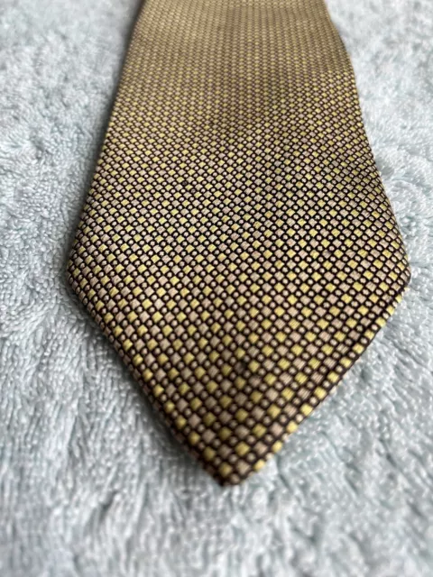 Men’s JAEGER 100% Silk Tie Q5 Yellow Designer Luxury Business Necktie Smart