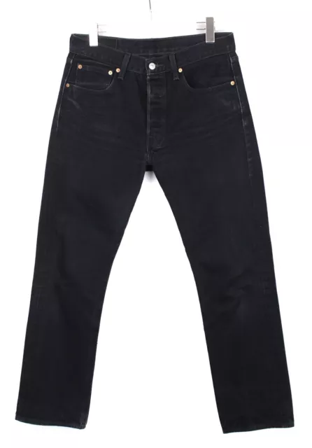 Levi's 501 Jeans Uomo W31/L32 Bottoni Fly Baffi Nero Dritto Fit