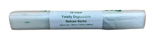 d2w Degradable Clear Refuse Sacks (Pack of 10), eco-friendly bin bags