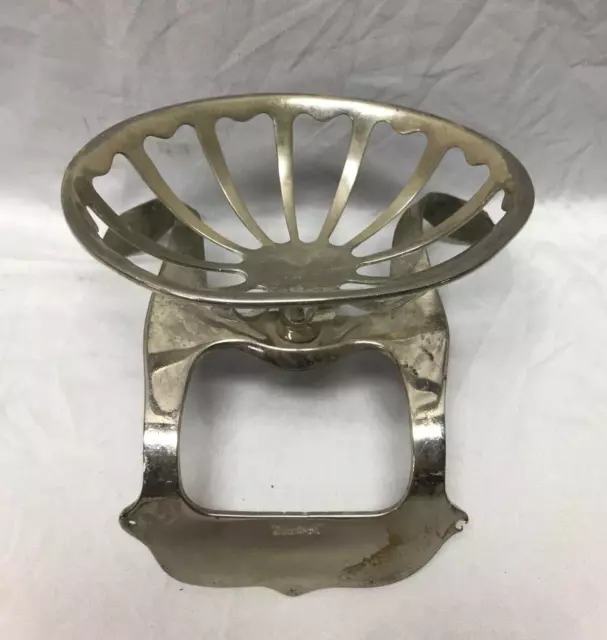 Antique Nickel Brass Soap Sponge Dish Holder VTG Standard Bath Fixture 985-23B