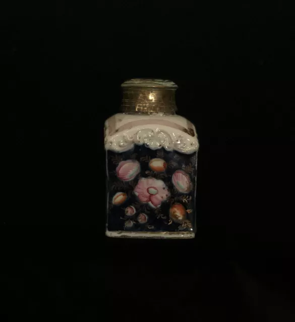 RARE Antique Russian Porcelain Flowered Tea Caddy 19C