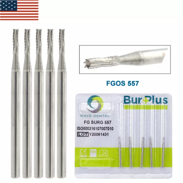 Wave Dental Surgical Carbide Burs FG SURG 557 25mm High Speed Burr Midwest FGOS