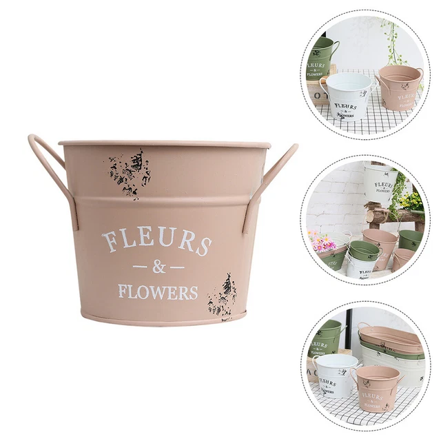 Galvanized Vase Flowerpot Rustic Table Decor Adornos Para Hogar