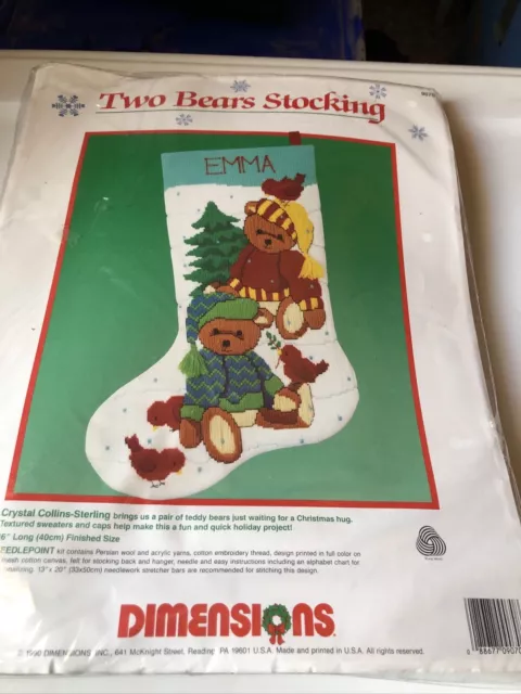Vintage Paragon Christmas Stocking Needlepoint Kit - With Dog, Cat