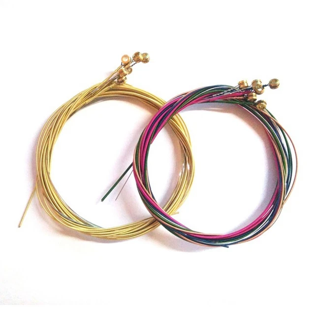 Jeu De 6 Cordes De Guitare Classique - 3 Cordes Nylon Colorées + 3 Cordes Métal Enroulées Colorées - Pour Guitares Classiques