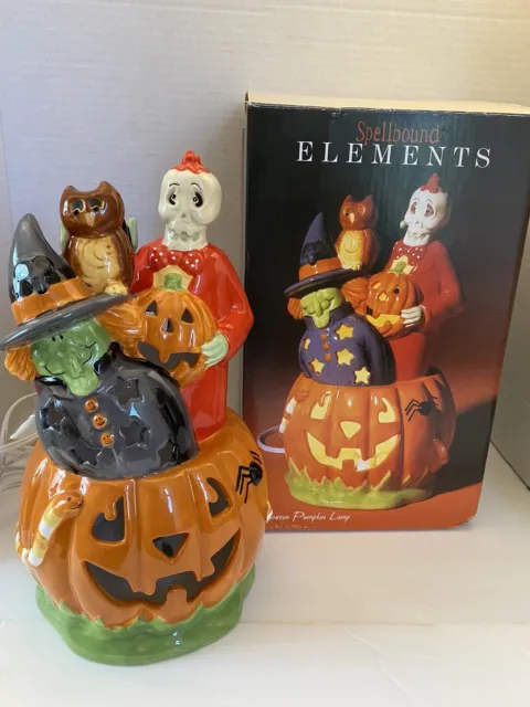 Ceramic Halloween Jack O Lantern Table Lamp Witch Owl Vampire Skeleton Pumpkin