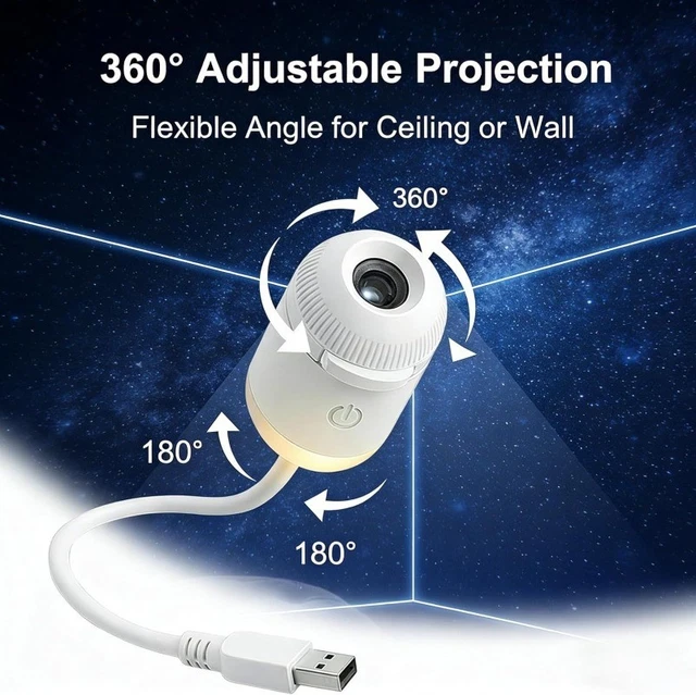 2-IN-1 GALAXY PROJECTOR Night Light USB Projection Lamp with 12 ...