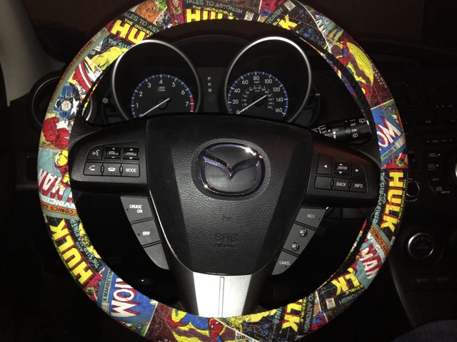 Marvel Comics Steering Wheel Cover w/ Iron Man, Captain America, Wolverine