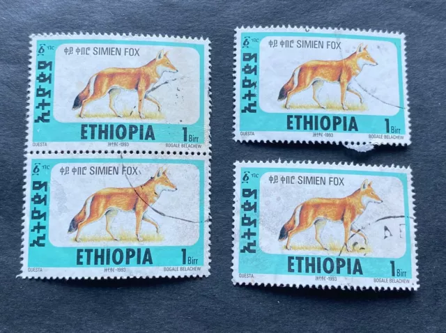 Ethiopia 🇪🇹 1993 Simien Fox - 4 used stamps 1 Birr