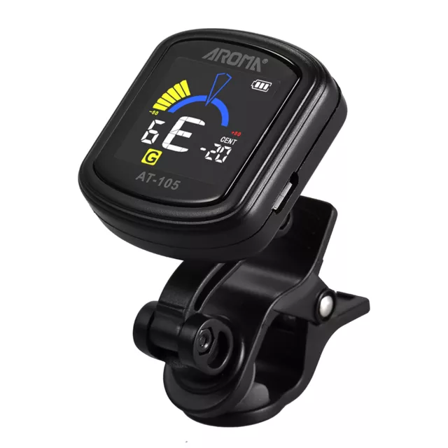 AROMA AT-105 Rechargeable Clip-on Tuner Color Screen Built-in  for T2S4