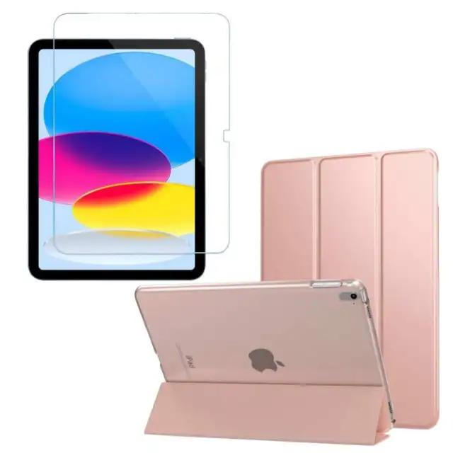 Coque Smart Rose Gold pour iPad 10e Gen 10,9 2022 + Vitre de protection