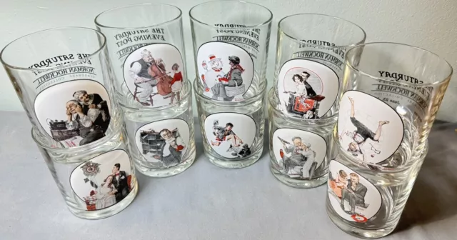 Norman Rockwell Saturday Evening Post Tumblers - Set Of 10