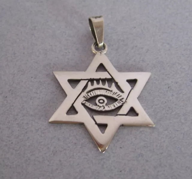 Mexican 925 Silver Taxco Star of David Jewish Protection Evil Eye Unisex Pendant
