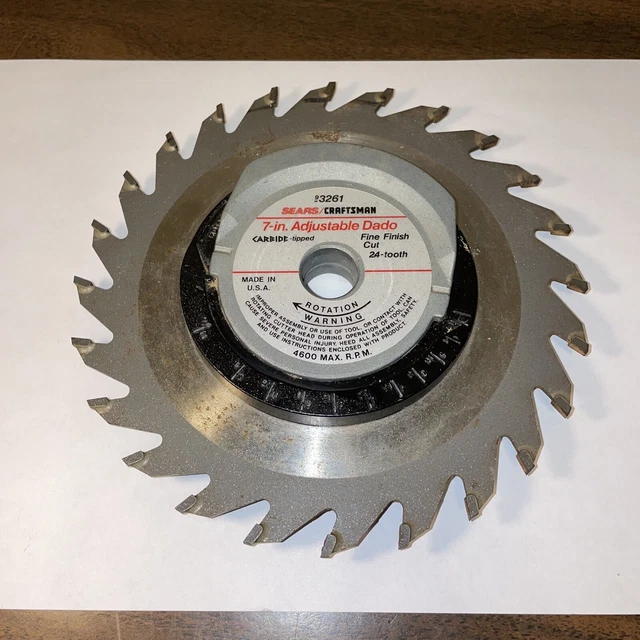 Vintage Craftsman 7" Carbide Tipped Adjustable Dado Blade No. 9 3261 Fine Finish