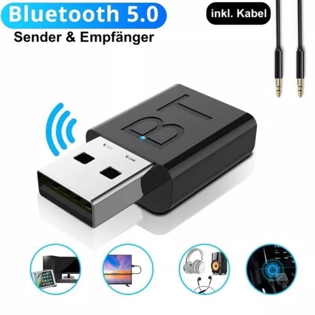 Bluetooth Adapter 2-in-1 Transmitter und Empfänger TV PC Audio Sender 3.5mm NEU