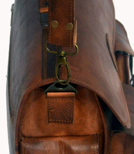 Femme Authentique Vintage Marron Cuir Sacoche Épaule Ordinateur Portable Neuf 3