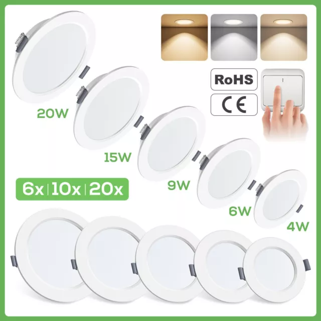 20x UK Ultra Slim Recessed LED Ceiling Lights Flat Panel Spot Lights Downlights