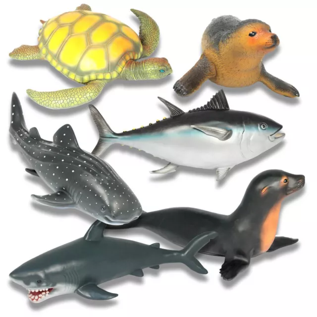 Large Jumbo Sea Animals - Shark, Sealion, Whale, Tuna Fish, Turtle and Seal