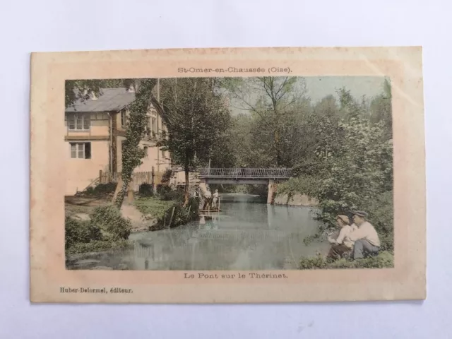 CP Ancienne 60 - SAINT OMER en CHAUSSÉE Oise Le PONT sur le PETIT THÉRAIN Animés