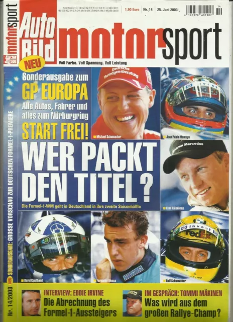 Zeitung Auto Bild Sonderdruck GP Europa  Nr.14 2003