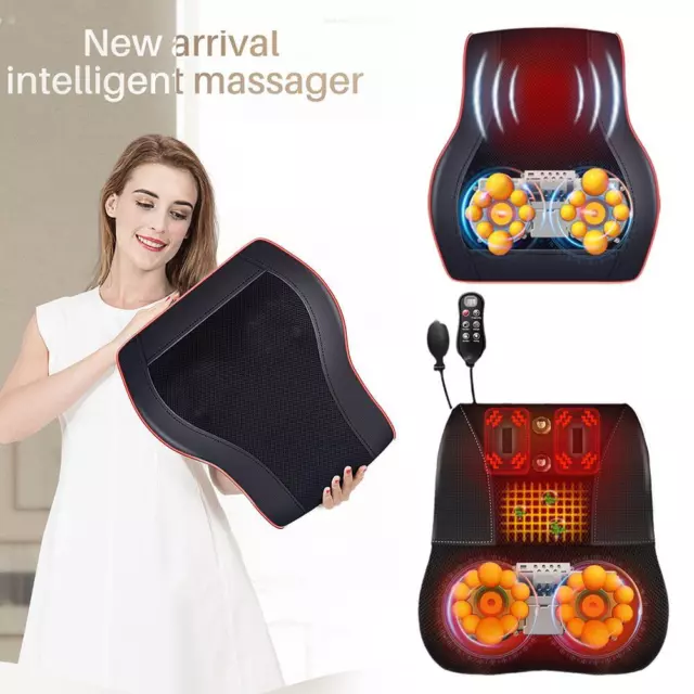 Electric Shiatsu Head Neck Cervical Ttraction Body Massager Car Back Pillo 7Y3R