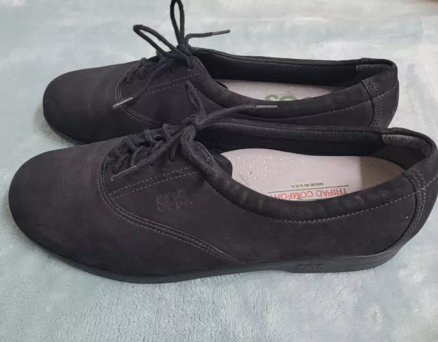 SAS Tripad Comfort Sneakers Walking Black Suede Lace Up Shoes Women's Size 8M