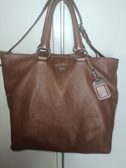 Borsa  Donna PRADA Milano Con Tracolla Originale in vera pelle marrone / Bronzo