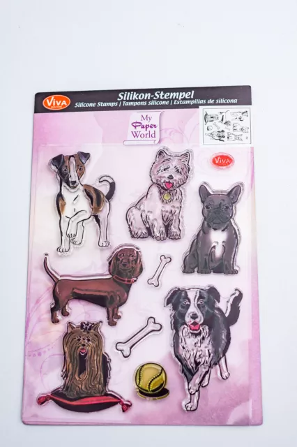 Stempel clear stamp Clearstamp Silikonstempel Hunde Dackel Malteser Wuff Knochen