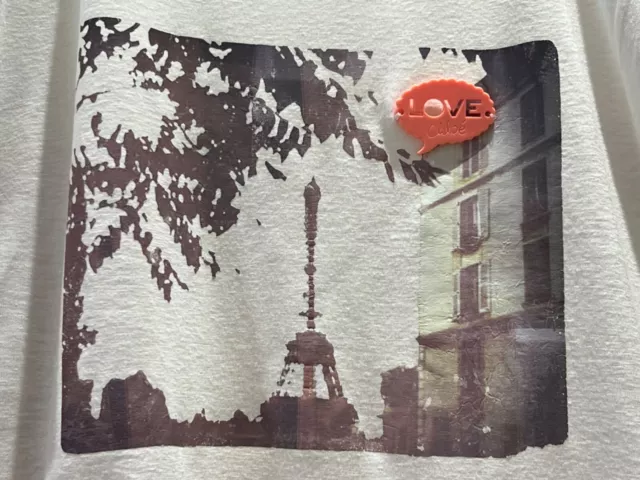 T-Shirt Age12 Chloe Designer Ragazze Jersey Misto Lino Stampa Grafica In Ottime Condizioni Crp £178 3