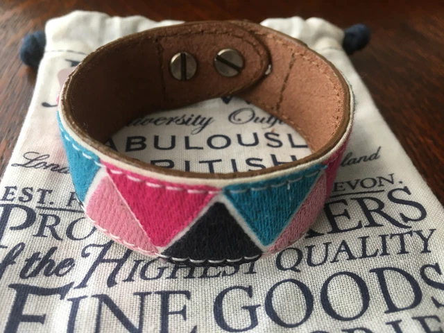 JACK WILLS ABADLEY Wristband Leather Cuff Bracelet Cotton