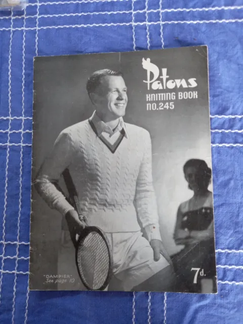 Patons knitting pattern bk 245 MENS Vintage 1940s