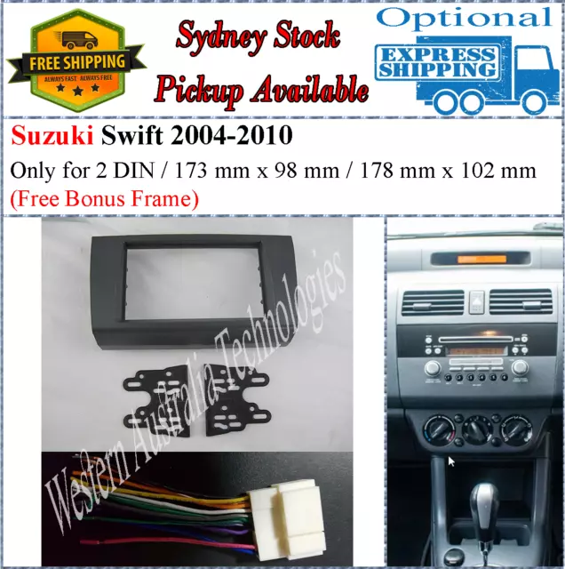 Harness + Fascia facia Fits Suzuki Swift 2004-2010 Double Two 2 DIN Dash Kit*