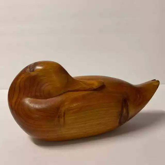 Hand Carved Wood Duck Vintage Etched '76 JUNIPER DUCK on the bottom