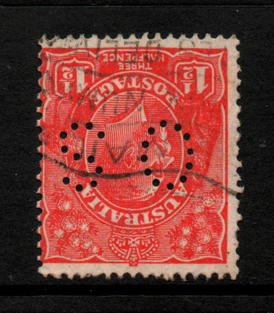 USED PERFIN 11/2d " KING GEORGE V - OS " AUSTRALIA 1913-36