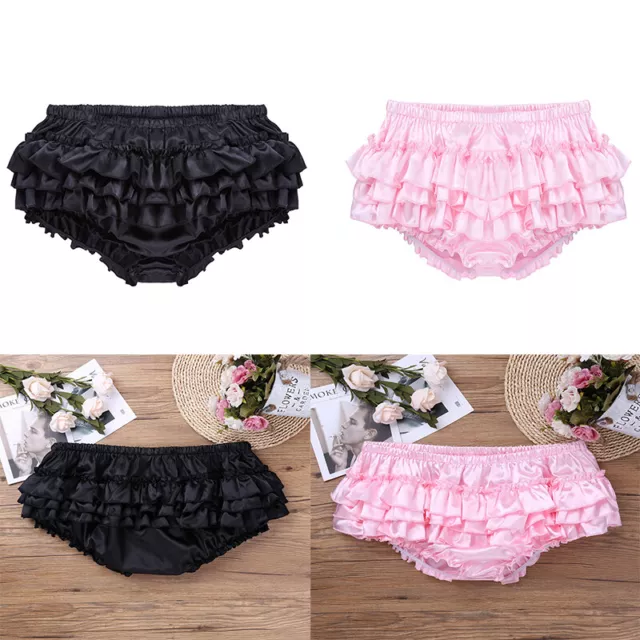 MENS SISSY LINGERIE Soft Satin Ruffled Bloomer Tiered Skirted Panties  Underwear $10.11 - PicClick