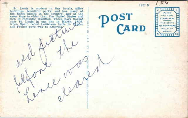 Postcard MO St. Louis Airplane View of Down Town Section Bridge 1920s H4 2