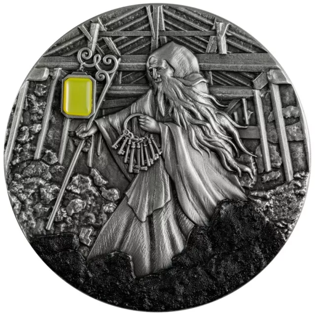 SKARBEK SPIRIT OF THE COALMINE - 2021 2 oz Pure Silver Antique Finish Coin Niue