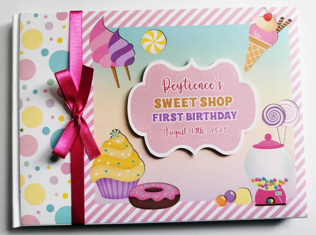 Libro degli ospiti compleanno dolci e caramelle, libro degli ospiti Sweet One, compleanno Candyland